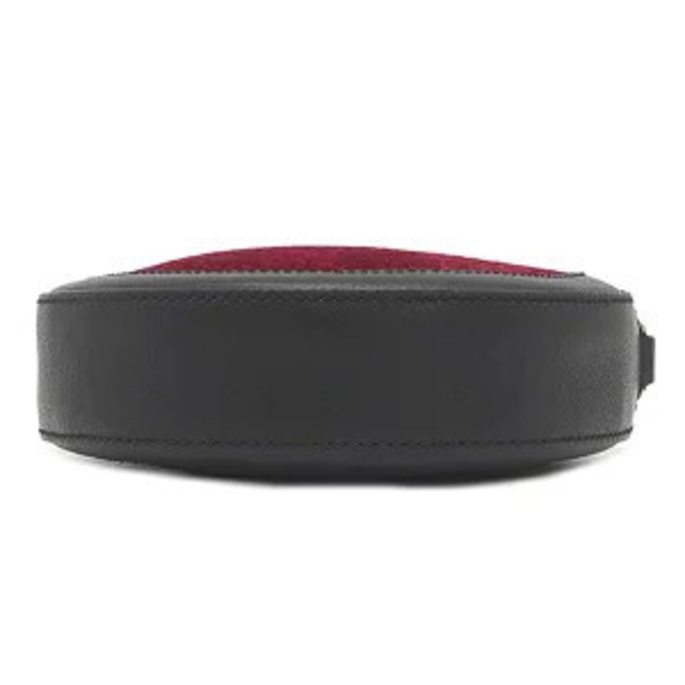 Gucci Velvet Round GG Logo Black Shoulder Red Bag Leather - Picture 3 of 6